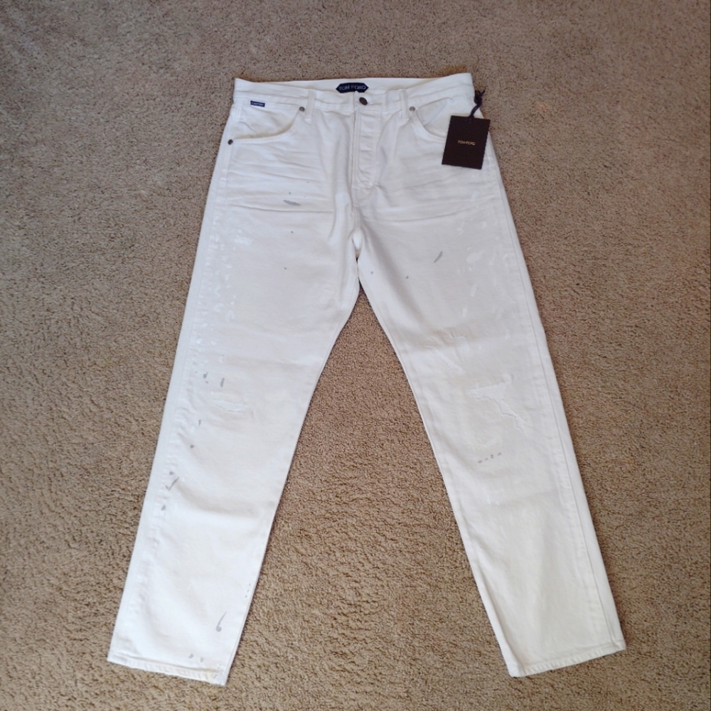 NEW Tom Ford White Denim Jeans